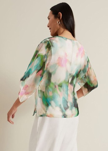 Phase Eight Ava Blurred Floral Silk Shirts Multicolor Canada | QJLANC-129